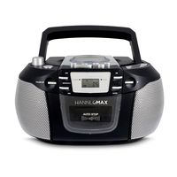 HANNLOMAX HX-301CD CD/MP3 Player, AM/FM Radio, Cassette Recorder, Records from CD or Radio, Aux-in Jack, Headphone Jack, LCD Display, AC/DC Dual Power Source.