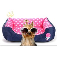 Miseku Cute Square Shape Soft Dot Print Washable Home Warm Pet Bed Shoulder Bags