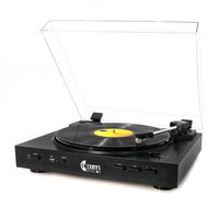 VMO Fully Automatic USB Belt-Drive Stereo Turntable, Vinyl Record Player with Moving Magnet Cartridge, Vinyl-To-MP3, and PH/Line out Modes Black