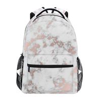 Marble With Rose Gold Backpacks Travel Laptop Daypack School Bags for Teens Men Women