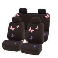 FH Group FB055114 Black Butterfly Embroidery Car Seat Cover (Full Set)