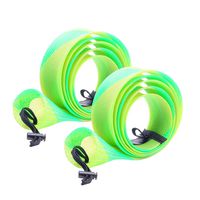 SF Fishing Spinning Rod Socks Braided Mesh Rod Sleeve Cover Protector Pole Gloves (Green/Gold/2PCS)