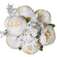 Luyue Vintage Artificial Peony Silk Flowers Bouquet Home Wedding Decoration (Spring White)