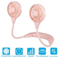 Tinkeep Portable Fan,Hand Free Personal Fan Mini USB Fan 2200mAh Rechargeable Fan Wearable Sports Fan,Portable Hanging Neck Fan 3 Speeds 360 Degree Adjustment Head for Office Travel Outdoor Pink