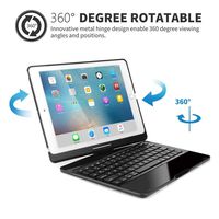 for iPad Keyboard Case 9.7'',MeiLiio 7 Colors LED Backlit Wireless Bluetooth Keyboard with Auto Sleep/Wake 360 Rotate Folio Smart Keyboard Case Cover for iPad Air 2 9.7 inch Tablet (Black)