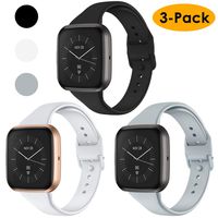 CAVN 3 Pcs Sport Bands Compatible with Fitbit Versa 2 / Versa/Versa Lite, Bands for Women Men Silicone Narrow Watch Strap Replacement Waterproof Breathable Wristband Accessories