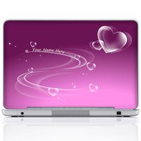 Meffort Inc Personalized Laptop Notebook Notebook Skin Sticker Cover Art Decal, Customize Your Name (15.6 Inch, Pink Swirl Heart)