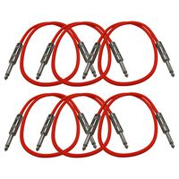 Seismic Audio SASTSX-2Red-6PK 2-Feet TS 1/4-Inch Guitar, Instrument, or Patch Cable, Red