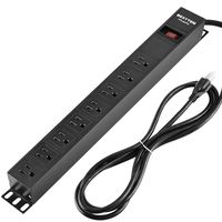 BESTTEN 1U PDU, 8-Outlet Metal Power Strip Surge Protector (900 Joules) and 9ft Long Extension Cord, 15A/125V/1875W, 19-inch Server Rack Power Distribution Unit