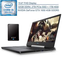2020 Dell G5 15.6" FHD VR Ready Gaming Laptop, 9th Gen Intel Quad-Core i5 9300H (Beat i7-7700HQ), 32GB DDR4 RAM, 2TB PCIe SSD + 1TB HDD, GeForce GTX 1650, Windows 10 + EST 500GB External Hard Drive