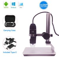 Jiusion HD 2MP USB Digital Microscope 50-1000X Portable Magnification Endoscope Camera with 8 LEDs Aluminum Alloy Stable Stand for OTG Android Mac Windows 7 8 10 Linux