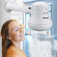 Zinnor Instant Shower Head Water Heater 110V Electric Shower Head Heater - Adjustable Temperature -with Pipe and Hose Bracket for Home Tankless Pool Cabin