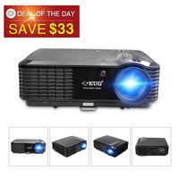 EUG LCD HD Video Projector - Wxga 4500 Lumen Support Full HD 1080P Red/Blue 3D MHL Compatible, LED Home Theater Cinema Projectors Built-in Speakers for Backyard Football Outdoor Movie Gaming Consoles