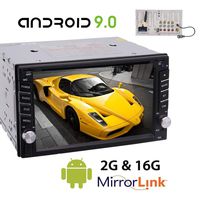 External Microphone Included!!! Double Din Android 9.0 System 6.2 Inch HD Touch Screen GPS Navigation Head Unit Built-in FM/AM RDS Radio/Bluetooth/WiFi/TF/USB with Wireless Remote Control