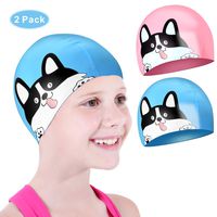 aegend Youth Swim Cap (Age 5-10), 2 Pack, Blue & Pink