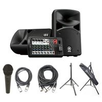 Yamaha STAGEPAS 400BT Portable PA System w/AxcessAbles Speaker Stands, Audio Cables and Microphone