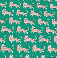 Merry Christmas Tiger Rolled Gift Wrap Paper 2 Sheets of 19.5 in x 27.5 in