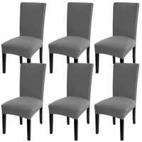 Fuloon 6 Pack Super Fit Stretch Removable Washable Short Dining Chair Protector Cover Seat Slipcover for Hotel,Dining Room,Ceremony,Banquet Wedding Party (Gray)