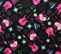 Polar Fleece Fabric Anti Pill PrintsLOVE to Rock Pink / 60" Wide/Sold by The Yard N-304
