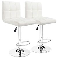 Furmax Bar Stools Modern Pu Leather Swivel Adjustable Hydraulic Bar Stool Square Counter Height Stool Set of 2(White)