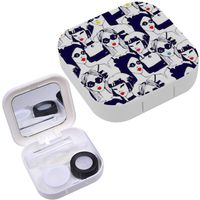 Portable Contact Lens Case Box Travel Kit Mirror + Bottle + Tweezers Container Holder [ Fashion Girl Model ]