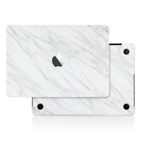 White Marble Stone Skin Decal (4-in-1) Full-Size 360° Protector Cover Apple MacBook Pro 13 Inch A1706 A1708 A1989 (2016 to 2019 Model, with & w/o Touch Bar & ID) Black Keyboard Cover