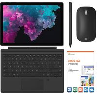 Microsoft Surface Pro 6 2 in 1 PC Tablet 12.3" (2736x1824) Touchscreen, i5-8250U, 8GB RAM, 256GB SSD w/Fingerprint Type Cover, Surface Pen, Mouse, Office 365, Backlit, Webcam, Fanless, Win 10 - Black