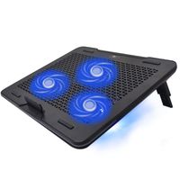 AY Laptop Cooling Pad 3 Quiet Fans Extra USB 2.0 Port Fits 13 15.6 17 17.3 Inches Quiet & Blue Led Light