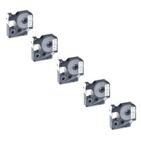 KCMYTONER 12mm (1/2 inch) 18444 Vinyl Label Tape Compatible for DYMO Rhino 1000 3000 4200 5000 5200 6000 LabelManager LabelWriter 450 Duo ILP 2112 3M PL300 Label Makers (Black on White, 5 Pack)