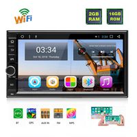 Car Stereo Double Din Car Radio 7'' Capacitance Touch Screen 2G + 16G Android Head Unit FM AM Radio Receiver Support GPS Navigation Bluetooth USB WiFi