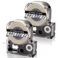 Absonic LK-4TBN ST12KW LC-4TBN9 LabelWorks Clear LK Label Tape Cartridge Compatible for Epson LW-300 LW-400 LW-500 LW-600P LW-700 Label Maker, Black on Clear, 1/2'' x 26.2', 12mm x 8m, 2-Pack