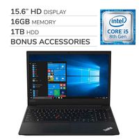 Lenovo ThinkPad E590 2019 Premium 15.6 inch HD Laptop Notebook Computer, 4-Core Intel Core i5-8265U 1.60 GHz, 16GB RAM, 1TB HDD, Wi-Fi, Bluetooth,Webcam, HDMI, No DVD, Win 10 Pro, Bonus Accessories