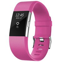SKYLET for Fitbit Charge 2 Bands, Replacement Bands for Fitbit Charge 2 Bracelet Solid Colors with Secure Watch Clasp (No Tracker) [Large, Pink]