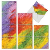 10 'Happy Abstract' Cards with Envelopes 4 x 5.12 inch, Assorted All Occasion Blank Greeting Cards Featuring Multicolored Paint Strokes, Stationery Set for Birthdays, Weddings, Holidays M6623OCB