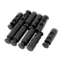 uxcell Spring Loaded 6mm Dia Dual Hole Cord Locks Stoppers Toggle 10Pcs Black