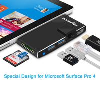 Rocketek 6 in 1 Docking Station for Surface Pro 4 Hub Adapter, USB 3.0 Hub Multiport Adapter with 4K HDMI, Gigabit Ethernet, SD/Micro SD Card Slots and 2 USB 3.0 Ports for Microsoft Surface Pro 4