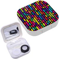 Portable Contact Lens Case Box Travel Kit Mirror + Bottle + Tweezers Container Holder [ Geometric Abstracts ]