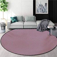 RUGSMAT Geometric Dining Room Home Bedroom Carpet Floor Mat,Composition with Abstract Art Design Mosaic Style Grid Pattern Non Slip Rug,Diameter-39 Inch Dark Coral Beige Navy Blue