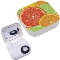 Portable Contact Lens Case Box Travel Kit Mirror + Bottle + Tweezers Container Holder [ Color Citrusfruit Grape Fruit ]