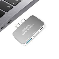 USB C Hub,SOREDO Type C Hub Adapter with PD Charging port,USB 3.0 Port and USB 2.0 port for Macbook Pro 13" and 15" 2016/2017-space gray