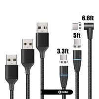 NetDot Gen12 USB-C Magnetic Fast Charging Data Transfer Cable Compatible with Type-c Phones(3.3ft,5ft,L-Shape 6.6ft/Black)
