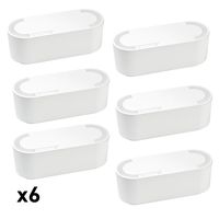 D-Line Cable Management Box 4X (Bulk Deal) Hide Cords and Power Strips in Home or Office (Small, White, Case of 6)