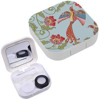 Portable Contact Lens Case Box Travel Kit Mirror + Bottle + Tweezers Container Holder [ Vintage Floral ]