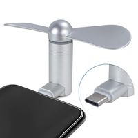 Cell Phone Fan, Portable Aluminum Alloy Shell Mobile Phone Fan Cooling Fan Air Conditioner Cooler, Mini Fan for Android Cell Phone, Compatible for Type C or Micro USB Port Phone Fan (Type C, Silver)