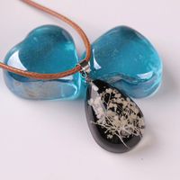 Hemlock Luminous Necklace, Women Gemstone Pendant Necklaces Flower Teardrop Necklaces Clothes Chain (Black)