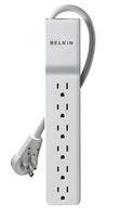 Belkin BE10600006R Home/Office Surge Protector w/Rotating Plug, 6 Outlets, 6 ft Cord, 720J, White