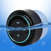 Guzack Bluetooth Shower Speaker,Wireless Waterproof Speaker with FM Radio,Portable Rugged Audio Hands-Free Speakerphone for Smartphone (Black-Blue)
