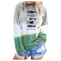 Shusuen Womens Sweatshirt Casual Gradient Colorblock Long Sleeve T-Shirt Pullover Top Shirt
