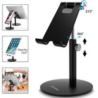 Adjustable Tablet/Phone Stand, AICase Telescopic Adjustable iPad Stand Holder,Universal Multi Angle Aluminum Stand Compatible with iPhone Smart Cell Phone/Tablet/iPad(4-13 inch), Black