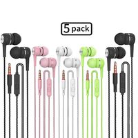 Earbuds Headphones with Microphone 5 Pack, Earbuds Wired Stereo Earphones in-Ear Headphones Bass Earbuds,for iPhone and Android Smartphones,iPod,iPad,MP3 Players,Fits All 3.5mm Interface Device